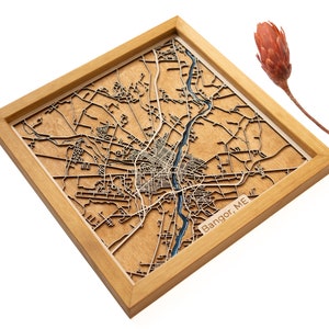 Bangor Map | Wood and Epoxy
