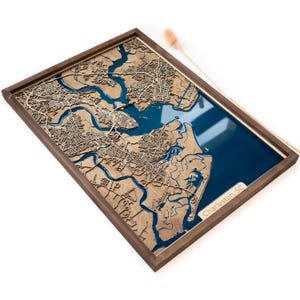 Charleston Wood Map | Wood and Epoxy Resin