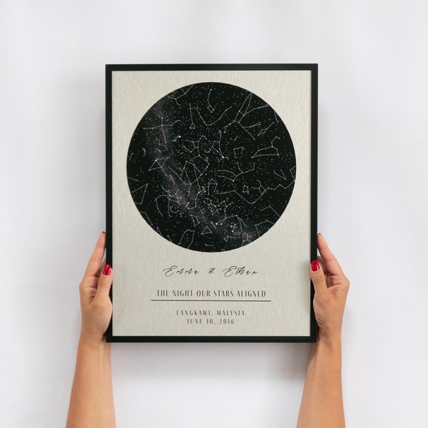 10th Anniversary Gift | Aluminum Anniversary Gift | Tin Star Map