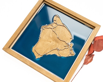Carte de l'île d'Hawaï | Bois et époxy