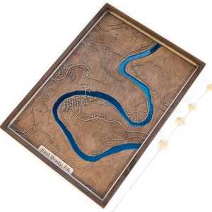 East Brady Map | Wood and Epoxy