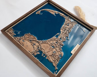 Carte de Cape Cod | Bois et époxy