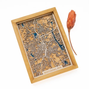 Worcester Karte | Holz und Epoxy
