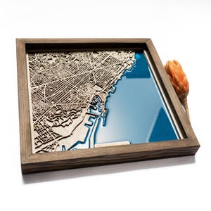 Barcelona Karte | Holz und Epoxydharz