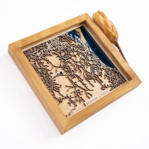 Malerische Rim Region Karte | Holz und Epoxydharz