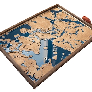 Carte de la baie d'O'Hara | Bois et époxy