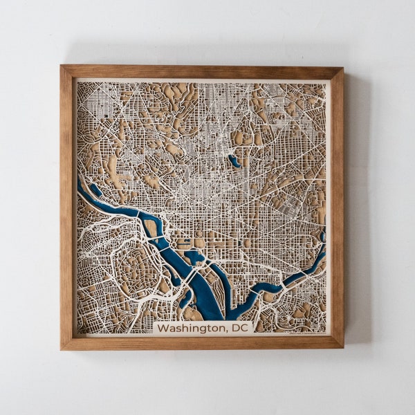 Washington, DC Mappa del legno / Legno e resina epossidica