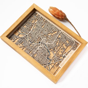 Rochester, New York Wood Map | Wood and Epoxy Resin