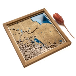 Carte du Manitoba | Bois et époxy