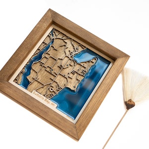 Mappa di Suttons Bay / Legno e resina epossidica