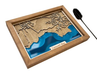 Caswell Bay Map | Wood and Epoxy
