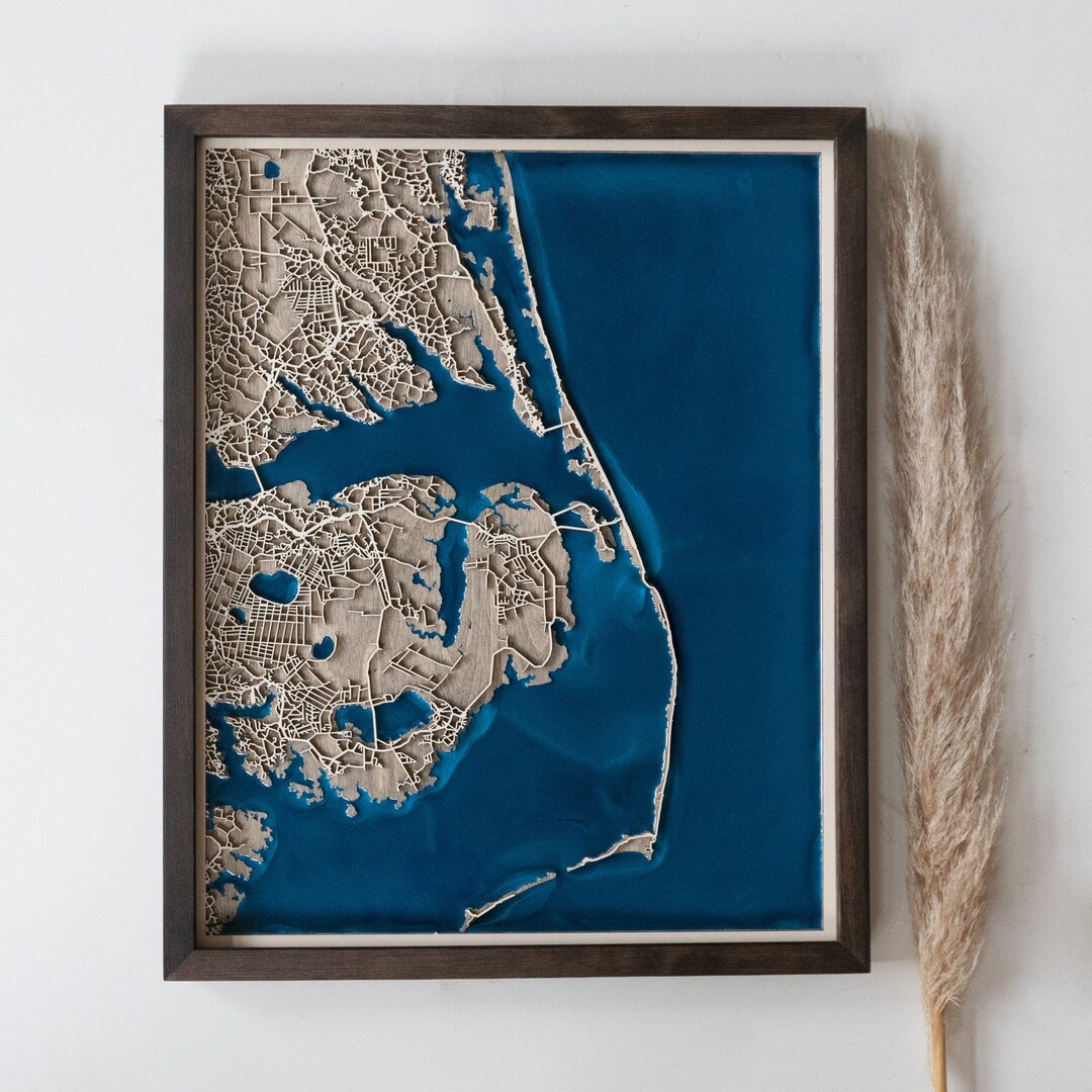 Outer Banks Wood Map Wood and Epoxy - Etsy