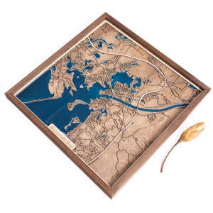 Bussards Bay Karte | Holz und Epoxydharz