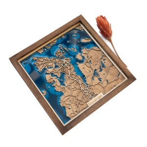 Kaart van Stavanger | Hout en epoxy