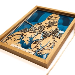 Mappa di Stevensville / Legno e resina epossidica
