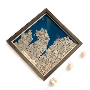 Carte du port de Washington | Bois et époxy