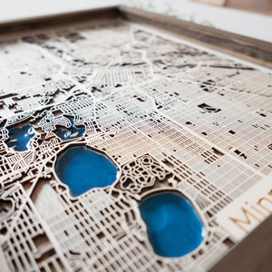 Minneapolis Wooden Map Custom Map Wood and Epoxy Resin image 2