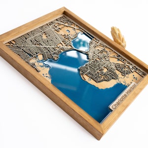 Cadeau relation longue distance | Pour petite amie | Pour petit ami | Carte en bois et époxy