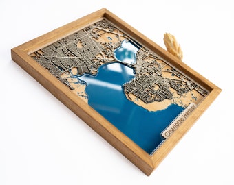 Wood and Epoxy Map: Personalized Long Distance Gift