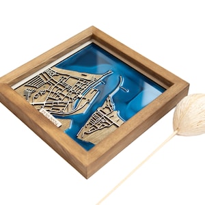 Mapa de Warnemünde / Madera y epoxi