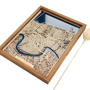 Houten kaart New Orleans | Hout en epoxy