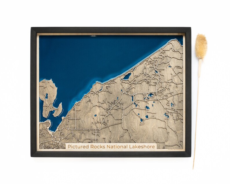Pictured Rocks National Lakeshore Map | Wood and Epoxy - Etsy