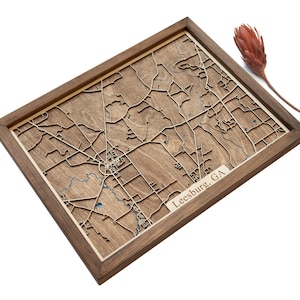 Leesburg, Géorgie : carte | Bois et époxy