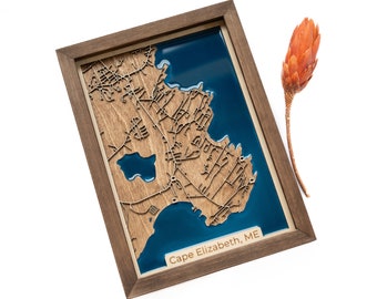 Cape Elizabeth Map | Wood and Epoxy