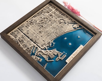 Long Beach Map | Wood and Epoxy