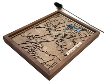 Tuskegee Map | Wood and Epoxy