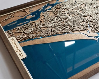 Wilmington Wood Map | Wood and Epoxy Resin