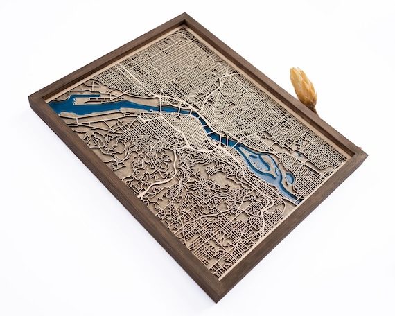 Portland Map | Wood and Epoxy
