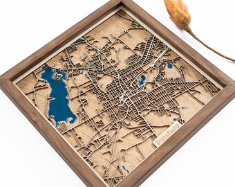 Pittsfield Map | Wood and Epoxy