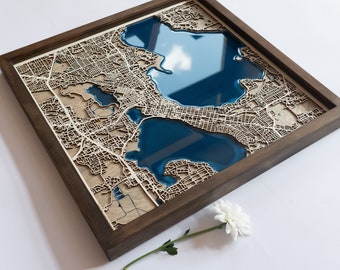 Madison Wood Map | Wood and Epoxy Resin