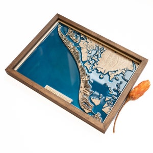 Kaart van het Estero-eiland | Hout en epoxy
