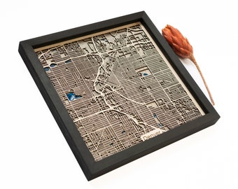 Mapa de Denver / Madera y epoxi