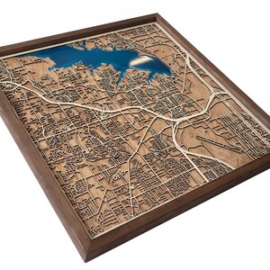 Southlake Map | Wood and Epoxy