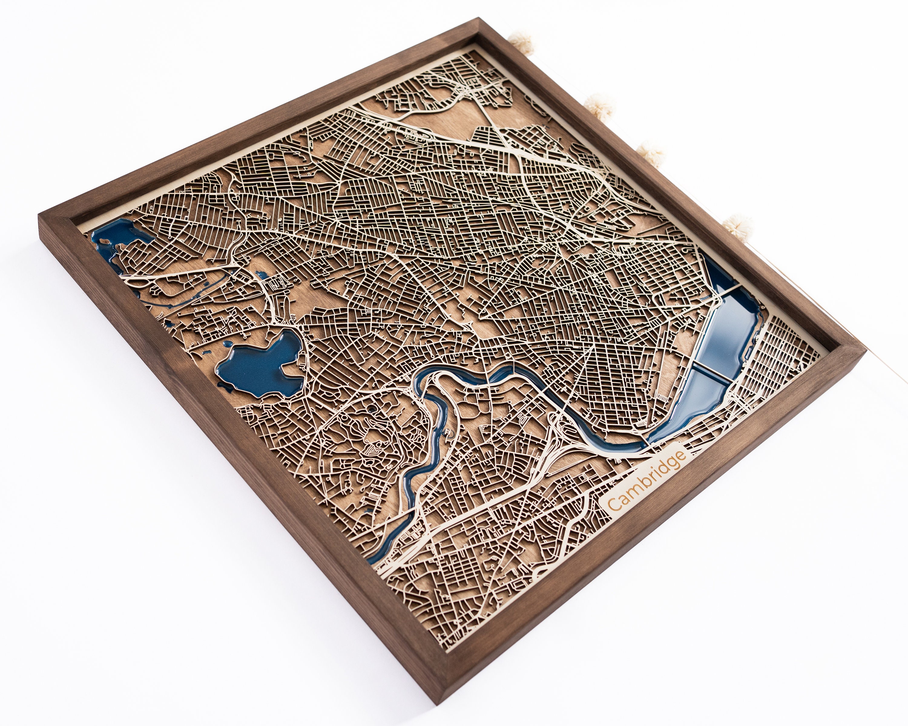 Cambridge Map | Wood and Epoxy