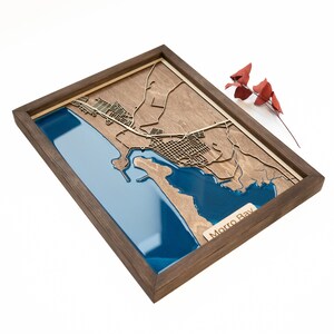Carte de la baie de Morro | Bois et époxy