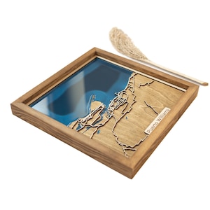 Mapa de Puerto Williams / Madera y Epoxi