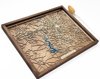 Mappa di legno di Charlotte / Legno ed epossidica