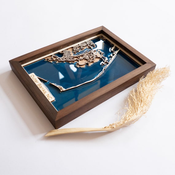 Outer Banks Wood Map Wood and Epoxy - Etsy