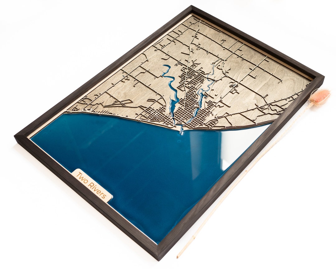 Two Rivers Map | Wood and Epoxy - Etsy