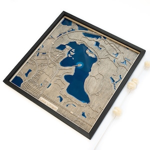 Lake Uihlein Map | Wood and Epoxy
