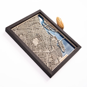 Carte de Montréal | Bois et époxy