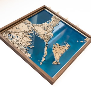 Falmouth Karte | Holz und Epoxydharz