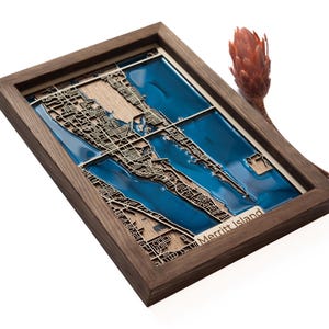 Mapa de madera de Merritt Island / Madera y resina epoxi
