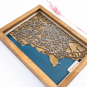Mapa de Paphos / Madera y epoxi