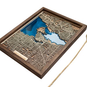 Mapa de Vancouver / Madera y epoxi