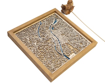Lyon Map | Wood and Epoxy